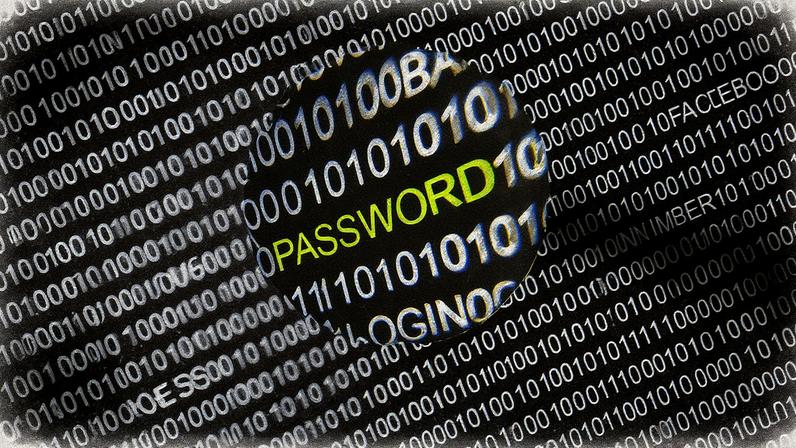 Ilustração de uma tela de computador exibindo códigos-fonte com senhas (Foto: Reprodução)