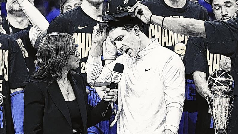 Mark Daigneault é entrevistado após conquistar o título da NBA com o Oklahoma City Thunder (Foto: Reprodução)