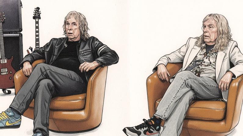 Nigel Tufnel e David St. Hubbins, membros da banda Spinal Tap, posam juntos em um ambiente descontraído (Foto: Reprodução)