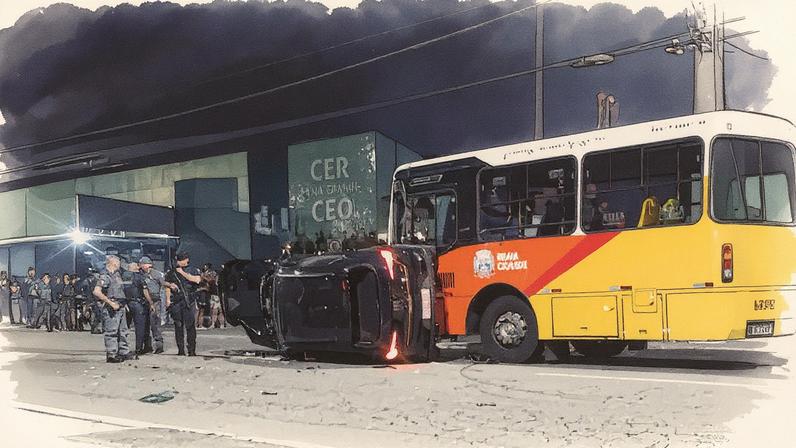 Carro do ex-delegado geral Ruy Ferraz Fontes após o crime (Foto: Reprodução)