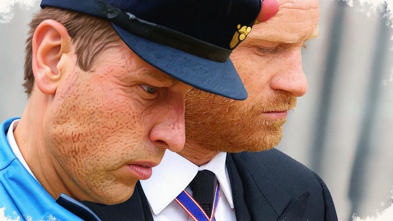 William, príncipe de Gales, e príncipe Harry, duque de Sussex, participam do funeral de estado da rainha Elizabeth II em Londres (Foto: Reprodução)