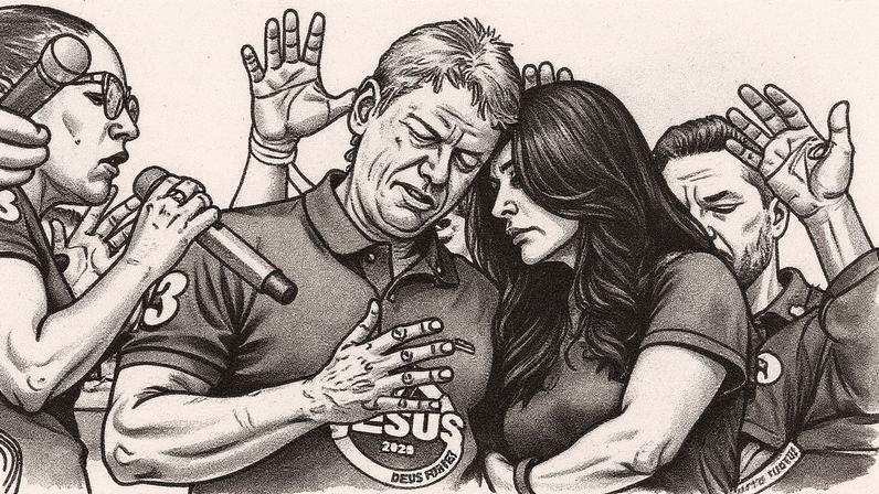 Tarcísio e a primeira-dama Cristine participam da Marcha para Jesus (Foto: Reprodução)