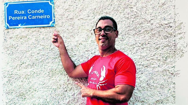 Rua do bairro com o nome da antiga vila operária construída para trabalhadores da empresa do conde (Foto: Reprodução)