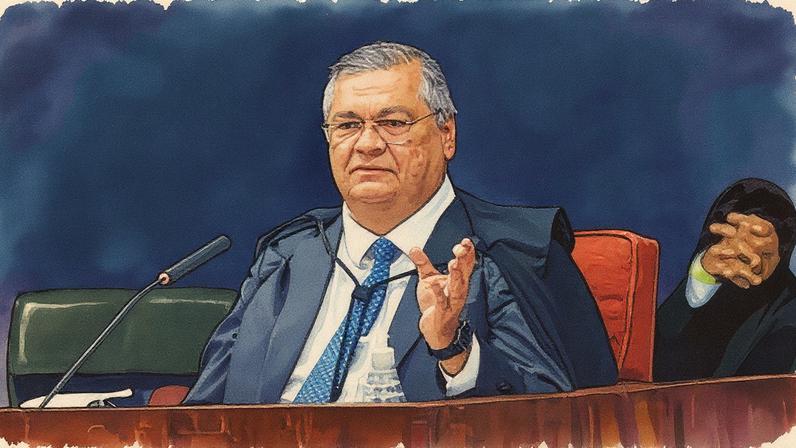 Ministro do STF Flávio Dino durante julgamento da trama golpista em 9 de setembro de 2025 (Foto: Reprodução)