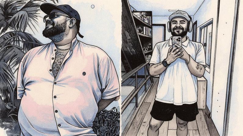 Gominho no ano passado e, ao lado, em foto atual (Foto: Reprodução)