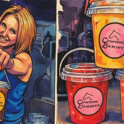 Ex-bancária transforma cafeteria em atração local com 'balde de café' inovador