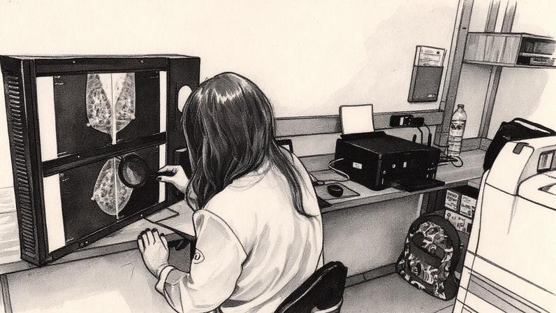 Médica radiologista analisa imagem de mamografia para emissão de laudo (Foto: Reprodução)