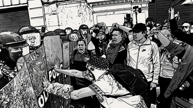 Protesto contra o governo da presidenta peruana Dina Boluarte em Lima, Peru (Foto: Reprodução)