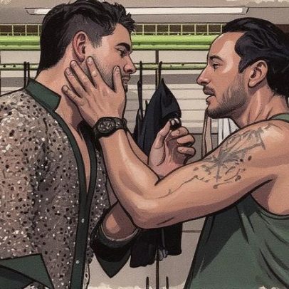 Álvaro e Allan Souza Lima assumem romance com selinho em público