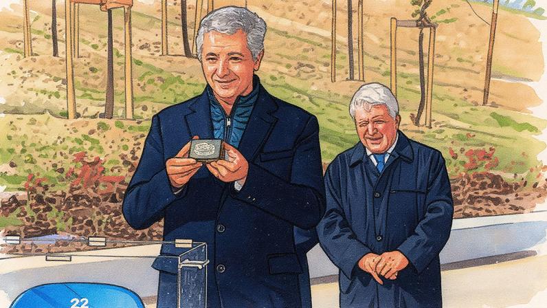 Miguel Ángel Gil, máximo acionista do Atlético de Madrid, e Enrique Cerezo, presidente do clube, posam juntos (Foto: Reprodução)