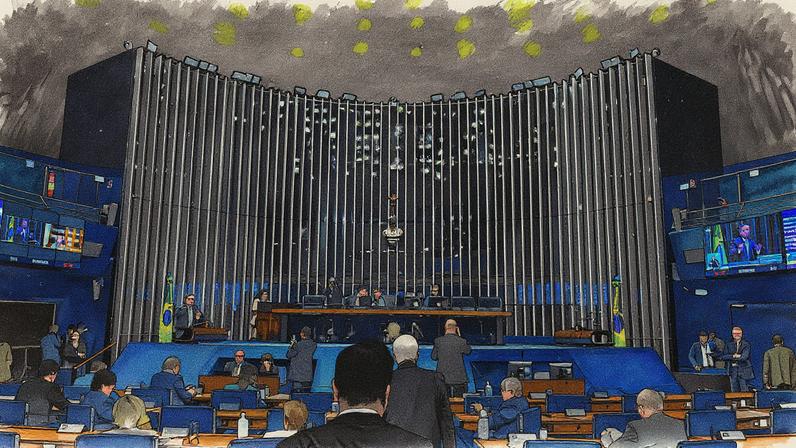 Senadores votam texto-base no plenário do Senado Federal, que abre caminho para o plano de apoio do governo federal aos afetados pelo tarifaço (Foto: Reprodução)