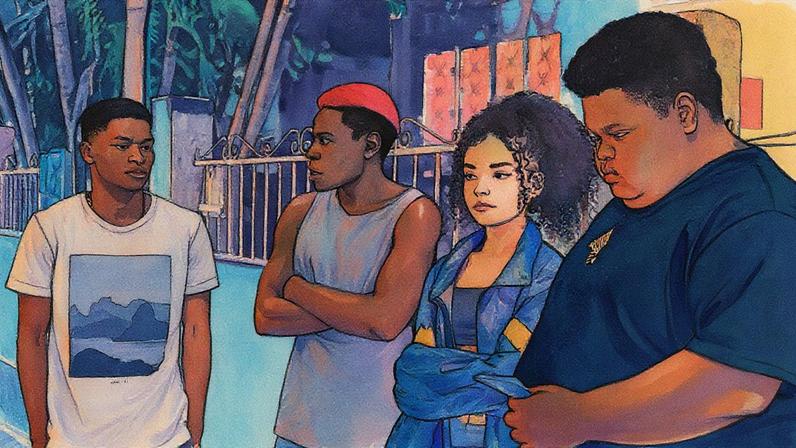 Quarteto de protagonistas composto por jovens negros (Foto: Reprodução)