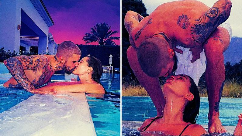 Hailey Bieber recebe um beijo de Justin Bieber na piscina (Foto: Reprodução)