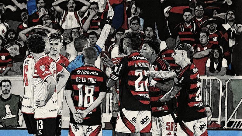 Plata recebe cartão vermelho em Flamengo x Estudiantes pela Libertadores (Foto: Pablo PORCIUNCULA / AFP)