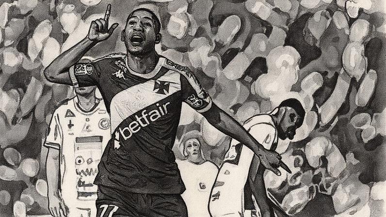 Rayan comemora um de seus gols pelo Vasco (Foto: Jorge Rodrigues/AGIF)