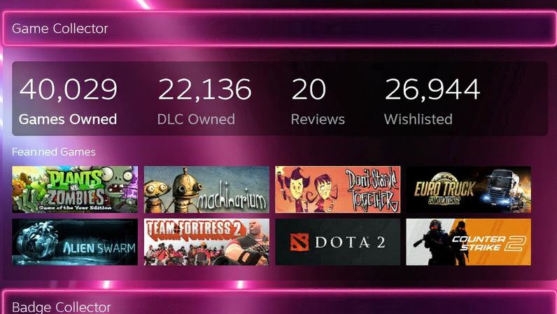 A Steam page display's a user's collection.