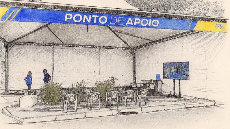 A tenda de apoio ficará em frente a Rede Novo Tempo de Comunicação, organizadora da iniciativa e que fica localizada em Jacareí, na rodovia SP 66, rota de acesso por onde passam muitas pessoas que caminham em direção à Aparecida. Foto: Divulgação NT