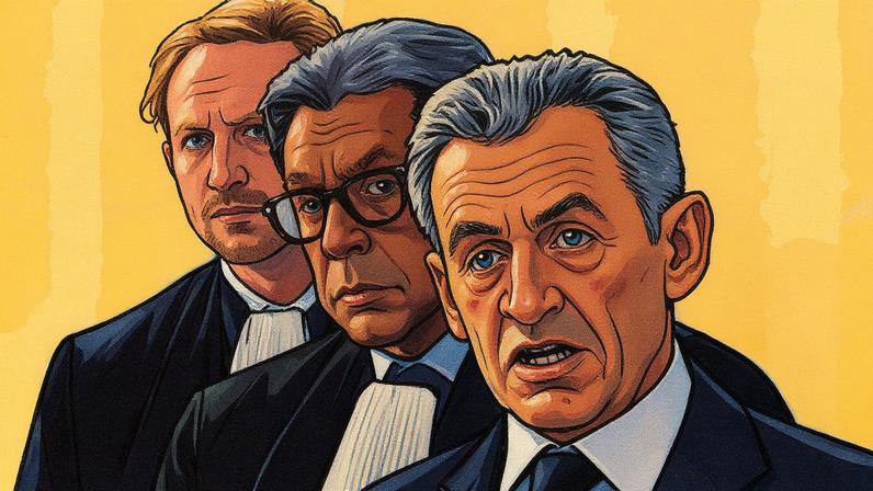 El expresidente francés Nicolas Sarkozy, a su salida del tribunal en París, este jueves. TERESA SUAREZ (EFE)