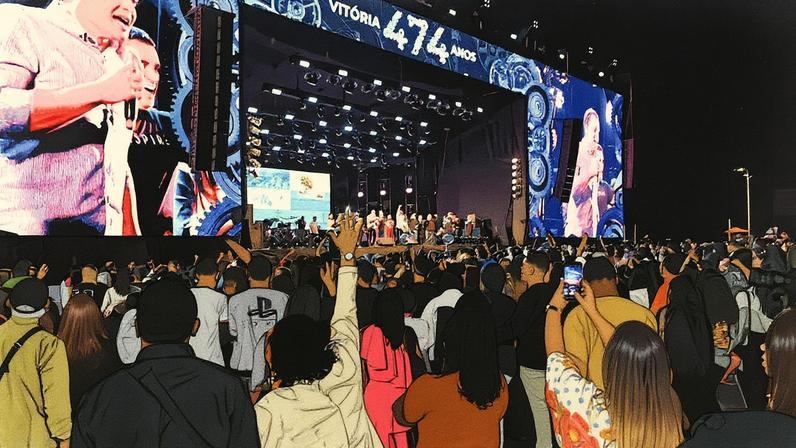 Fhop Music e Bruna Karla participam das comemorações do aniversário de 474 anos de Vitória (ES) (Foto: Reprodução)