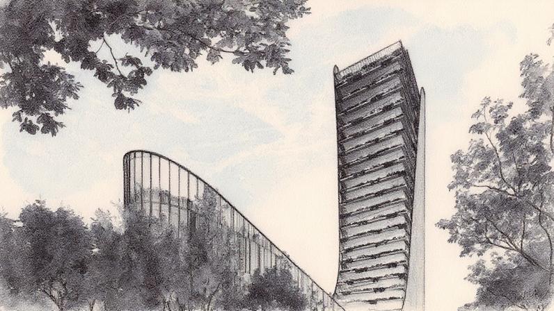 Empreendimento em formato de letra 'J' com apartamentos que podem atingir R$ 100.000 o metro quadrado (Foto: Reprodução)