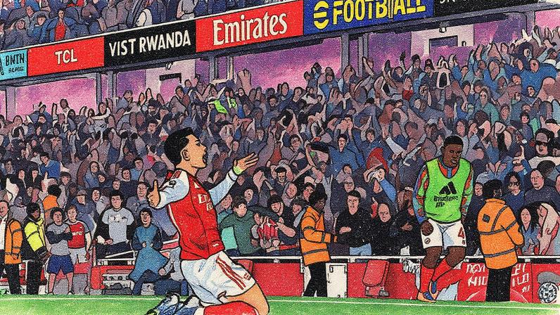 Martinelli, do Arsenal, marca o gol de empate contra o Manchester City nos acréscimos (Foto: Reprodução)