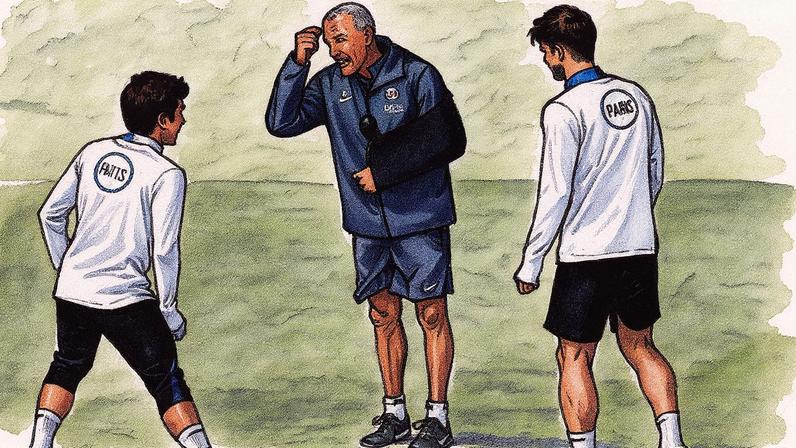 Treinador Luis Enrique em campo, preparando o PSG para a competição europeia (Foto: Reprodução)