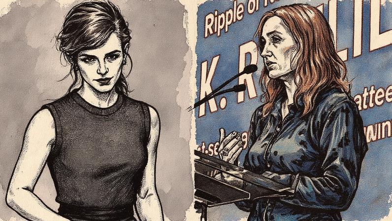 Emma Watson e J.K. Rowling posam juntas para a foto (Foto: Reprodução)