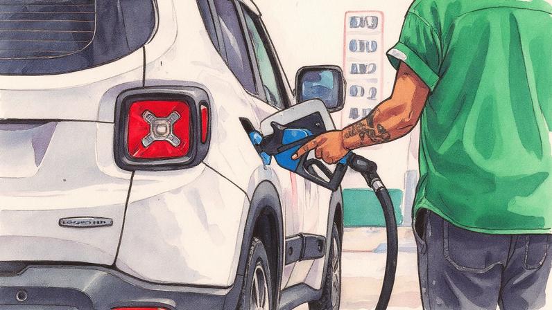 Carro sendo abastecido com combustível em posto de gasolina (Foto: Reprodução)