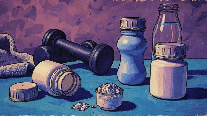 Suplementos em frascos dispostos sobre uma superfície clara (Foto: Reprodução)