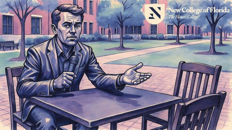 Estátua proposta de Charlie Kirk divulgada pela New College of Florida (Foto: Reprodução)