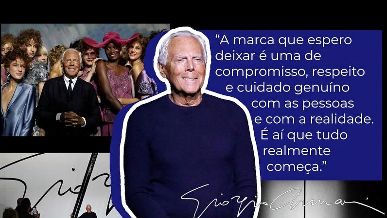 Estilista italiano Giorgio Armani em uma colagem de imagens (Foto: Reprodução)