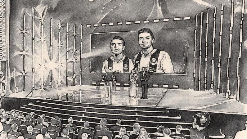 Diogo Jota e seu irmão durante a cerimônia da Bola de Ouro 2025 (Foto: Reprodução)