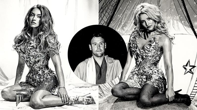 De look eternizado por Britney Spears, Sydney Sweeney comemora aniversário e recebe Scooter Braun, apontado como affair — Foto: Cibelle Levi, The Grosby Group e Divulgação