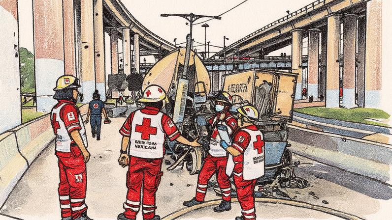 Elementos de emergência na cena de explosão em Cidade do México (Foto: Reprodução)