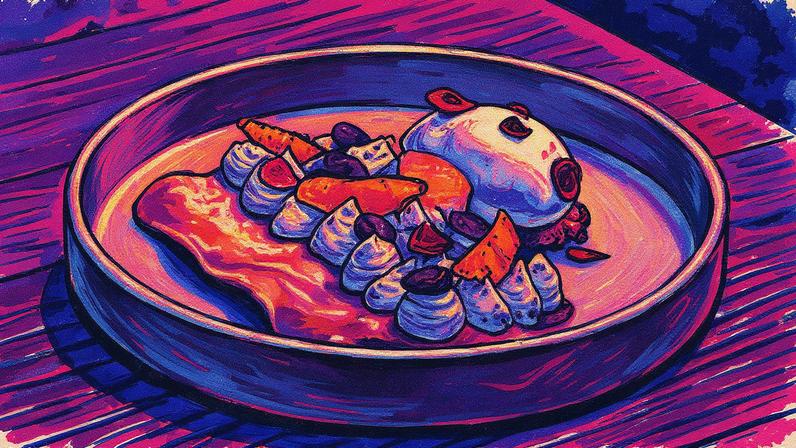 Cannoli decorados com flores em um prato (Foto: Reprodução)