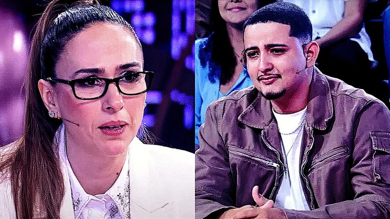 Tata Werneck entrevista o motoboy Lucas Rodrigues no programa 'Lady Night' do Multishow (Foto: Reprodução)