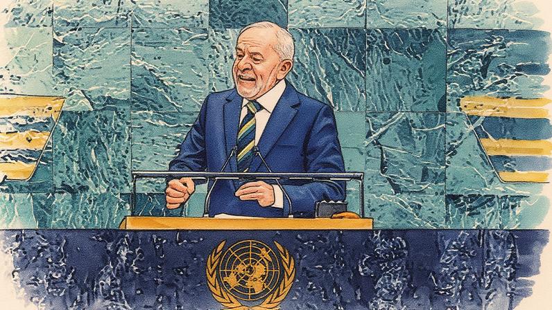 Lula discursando na 80ª Assembleia Geral da ONU, em Nova York (Foto: Reprodução)