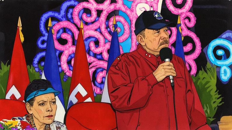 Daniel Ortega e Rosario Murillo em evento no dia 1 de maio (Foto: Reprodução)