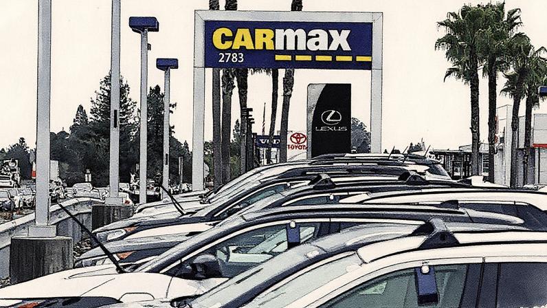 Placa de sinalização em frente a uma concessionária CarMax em Santa Rosa, Califórnia (Foto: Reprodução)
