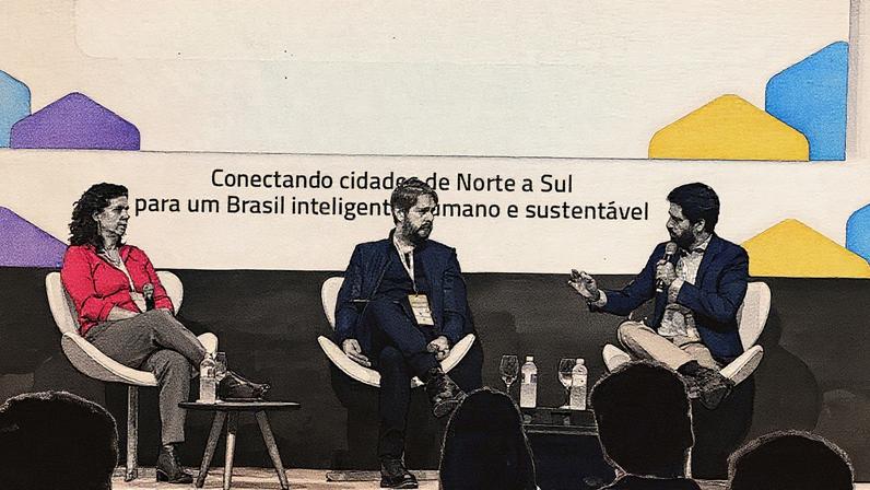 Tatiana Roque e Ronaldo Lemos debatem o uso de IA na gestão pública (Foto: Reprodução)