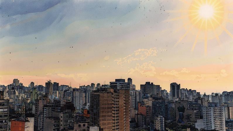 Vista de prédios na região central de São Paulo em dia quente e seco, com previsão de aumento na poluição do ar (Foto: Reprodução)
