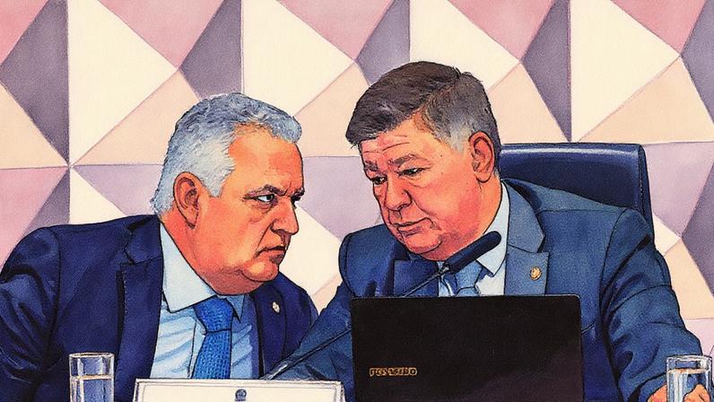 Alfredo Gaspar, deputado e relator da CPI do INSS, e Carlos Viana, senador e presidente da CPI do INSS, posam para foto (Foto: Reprodução)