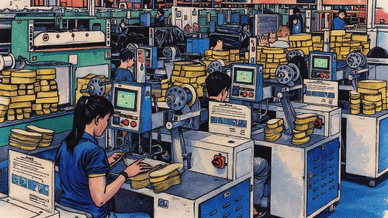 Trabalhadores produzem palmilhas em uma fábrica na província de Dong Nai, no Vietnã (Foto: Reprodução)