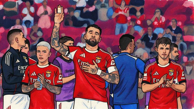 Nicolás Otamendi pede desculpas à torcida do Benfica após falha no jogo contra o Santa Clara (Foto: Reprodução)