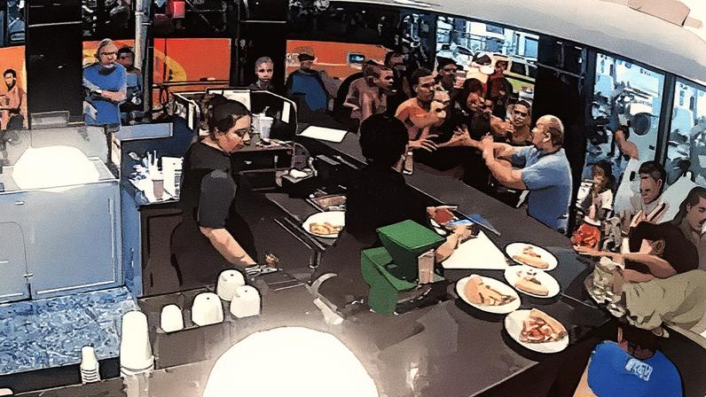 Grupo de jovens entra em um bar em Copacabana após a praia (Foto: Reprodução)