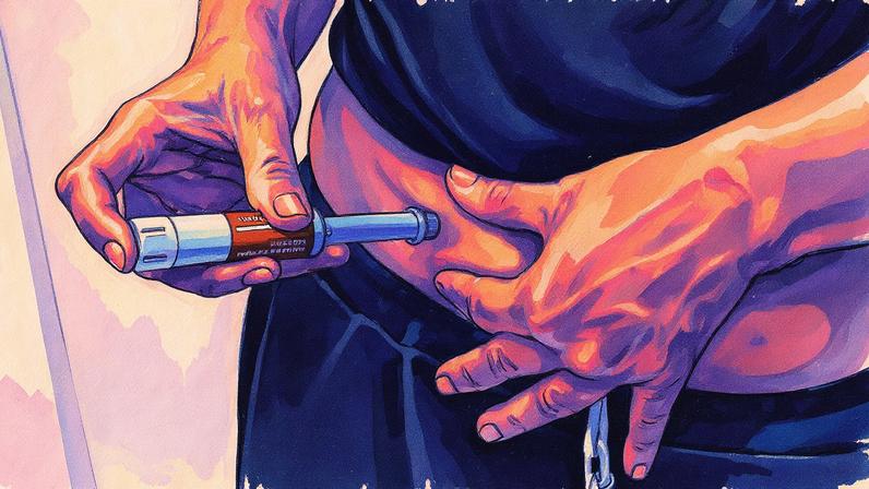 Pessoa aplica medicamento Wegovy na barriga com uma caneta (Foto: Reprodução)