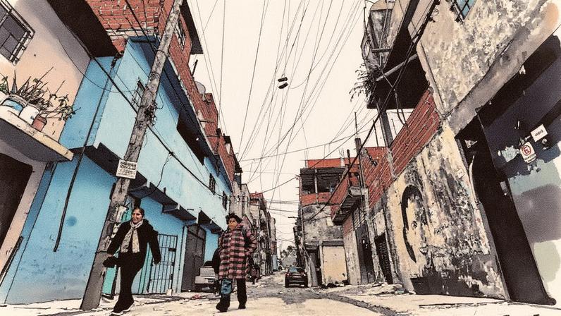 Barrio Villa 20 de Lugano, em Buenos Aires, no dia 7 de agosto (Foto: Reprodução)