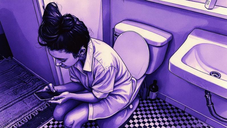 Uso de celular no banheiro pode acarretar problemas de saúde (Foto: Reprodução)