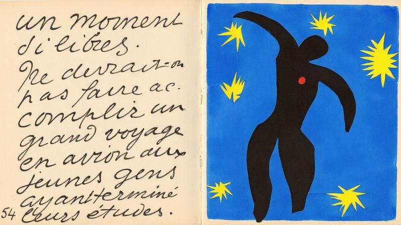 Obra "Jazz" de Henri Matisse, composta por formas e cores vibrantes, exposta na Biblioteca Mário de Andrade (Foto: Reprodução)