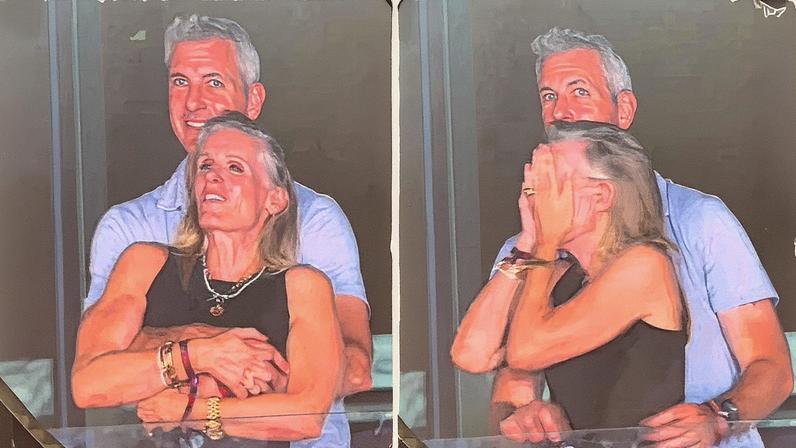 CEO da empresa de tecnologia Astronomer, Andy Byron, é flagrado abraçado à chefe de recursos humanos, Kristin Cabot, durante show da banda Coldplay (Foto: Reprodução)